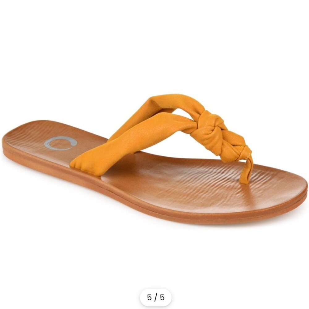 Women's Journee Collection Mustard Yellow Brindle Vegan Flip-Flops NWOT